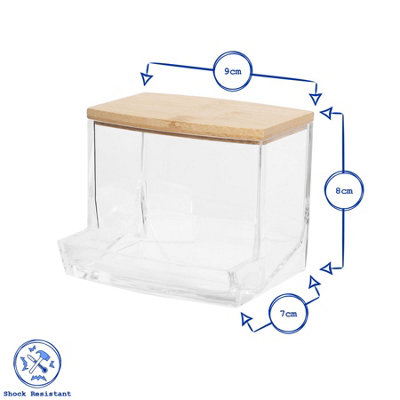 Reusable Plastic Cotton Bud Holders with Bamboo Lid - Pack of 3 - 3