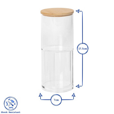 Reusable Plastic Stacking Bathroom Canisters with Bamboo Lid - Pack of 4 - 3