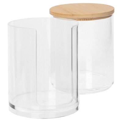 Reusable Plastic Stacking Bathroom Canisters with Bamboo Lid - Pack of 4 - 4