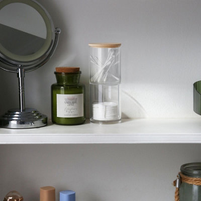 Reusable Plastic Stacking Bathroom Canisters with Bamboo Lid - Pack of 4 - 5