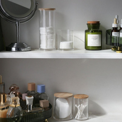 Reusable Plastic Stacking Bathroom Canisters with Bamboo Lid - Pack of 4 - 7
