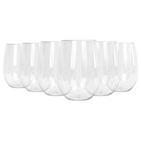Reusable Plastic Stemless Wine Glasses - 480ml - Pack of 6