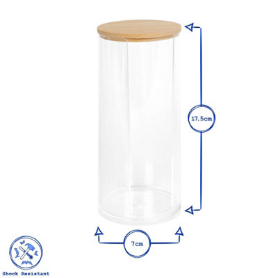 Reusable Plastic Tall Cotton Pad Holders with Bamboo Lid - Pack of 3 - 3