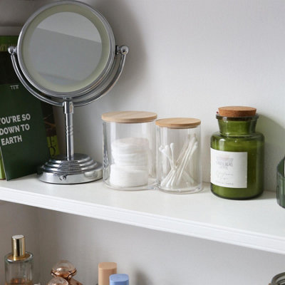 Reusable Plastic Twin Bathroom Canisters with Bamboo Lid - Pack of 2 - 5