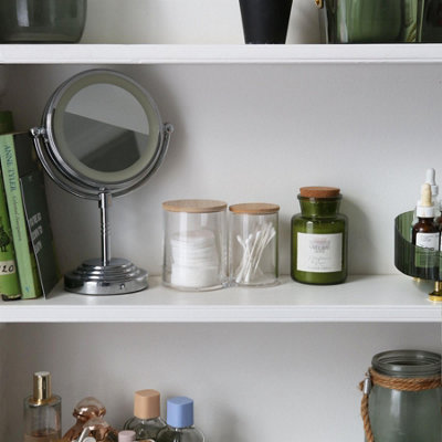 Reusable Plastic Twin Bathroom Canisters with Bamboo Lid - Pack of 2 - 7