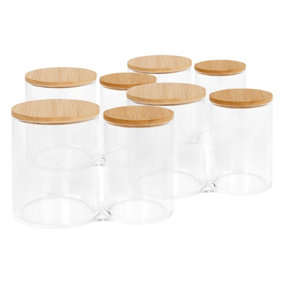 Reusable Plastic Twin Bathroom Canisters with Bamboo Lid - Pack of 4