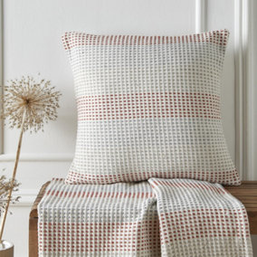 Reva Filled 100% Cotton Cushion With Geo Square Textured Weave