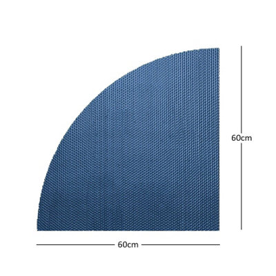 Reversible Dual-Colour Blue/Green PVC Anti Slip Corner Shower Mat Bath Mat - Quadrant 60x60cm - 3