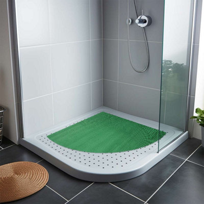 Reversible Dual-Colour Blue/Green PVC Anti Slip Corner Shower Mat Bath Mat - Quadrant 60x60cm - 6