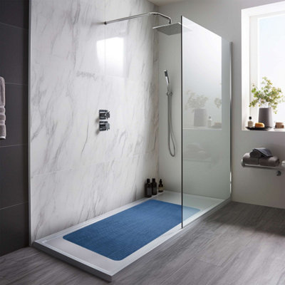 Reversible Dual-Colour Blue/Green PVC Anti Slip Shower Mat Bath Mat - Rectangular 100x40 cm