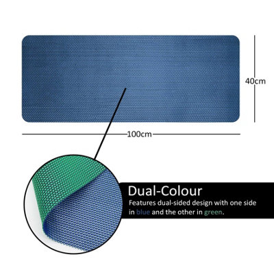 Reversible Dual-Colour Blue/Green PVC Anti Slip Shower Mat Bath Mat - Rectangular 100x40 cm