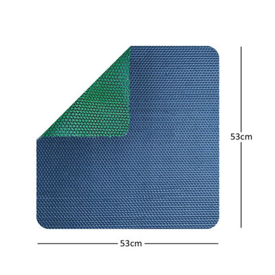 Reversible Dual-Colour Blue/Green PVC Anti Slip Shower Mat Bath Mat - Square 53x53cm