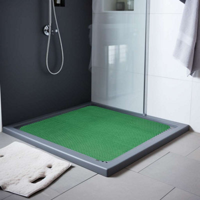 Reversible Dual-Colour Blue/Green PVC Anti Slip Shower Mat Bath Mat - Square 53x53cm - 5