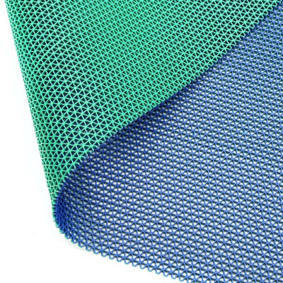 Reversible Dual-Colour Blue/Green PVC Anti Slip Shower Mat Bath Mat - Square 53x53cm - 6