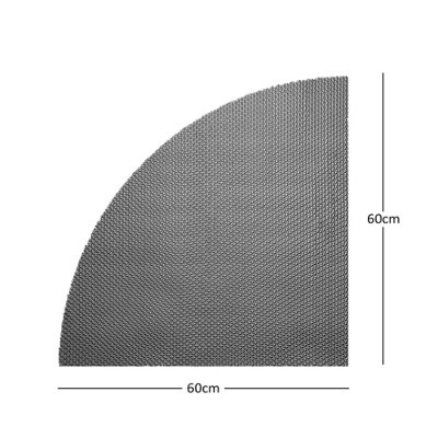 Reversible Dual-Colour Grey/Brown PVC Anti Slip Corner Shower Mat Bath Mat - Quadrant 60x60cm - 3