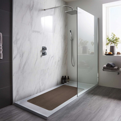 Reversible Dual-Colour Grey/Brown PVC Anti Slip Shower Mat Bath Mat - Rectangular 100x40 cm - 6