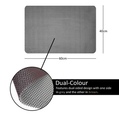Reversible Dual-Colour Grey/Brown PVC Anti Slip Shower Mat Bath Mat - Rectangular 60x40 cm