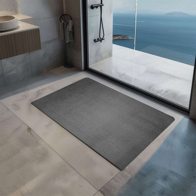 Reversible Dual-Colour Grey/Brown PVC Anti Slip Shower Mat Bath Mat - Rectangular 90x60 cm