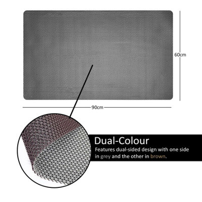 Reversible Dual-Colour Grey/Brown PVC Anti Slip Shower Mat Bath Mat - Rectangular 90x60 cm