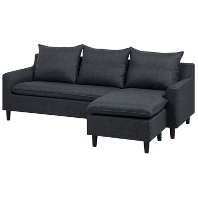 Reversible Fabric Corner Sofa Dark Grey ELVENES