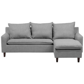 Reversible Fabric Corner Sofa Light Grey ELVENES