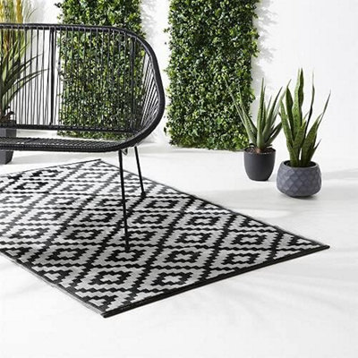 Reversible Indoor Outdoor Picnic Garden Mat Black 90 x 150 cm