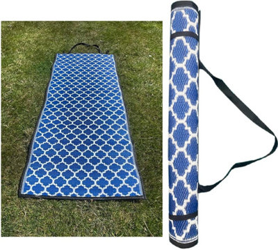 Reversible Indoor Outdoor Picnic Garden Mat Blue 120 x 180 cm