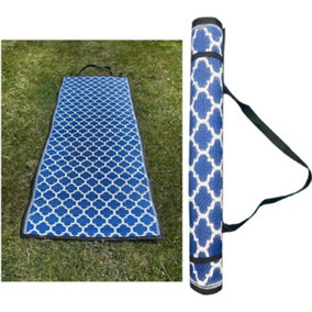 Reversible Indoor Outdoor Picnic Garden Mat Blue 120 x 180 cm