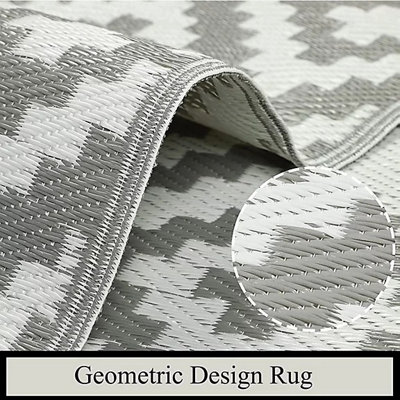 Reversible Indoor Outdoor Picnic Garden Mat Grey 120 x 180 cm - 3