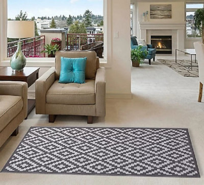Reversible Indoor Outdoor Picnic Garden Mat Grey 90 x 150 cm