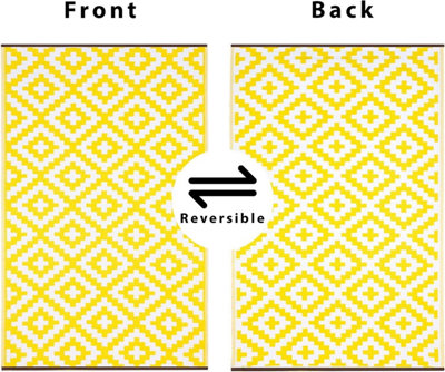 Reversible Indoor Outdoor Picnic Garden Mat Yellow 120 x 180 cm
