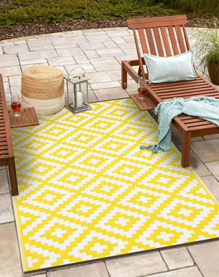 Reversible Indoor Outdoor Picnic Garden Mat Yellow 120 x 180 cm - 3