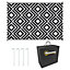 Reversible Outdoor Rug with Carry Bag for RV Camping Beach, 182 x 274 cm, Black