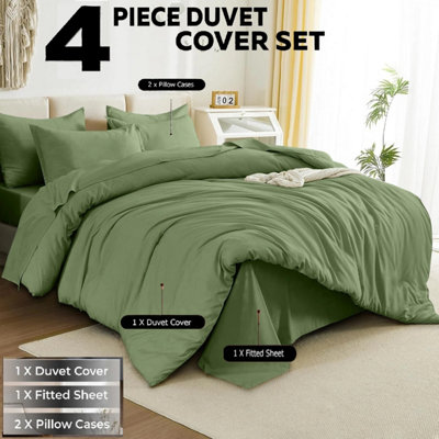 Reversible Plain Duvet Cover Set Hotel Quality & Luxury Soft Bedding 4 Piece Set Single Double King Super King Quilt Covers