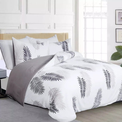 Reversible Printed Dover Cover 3-Piece Leaf Super Soft & Breathable Quilts Bedding Set Single Double King & Super King Sizes