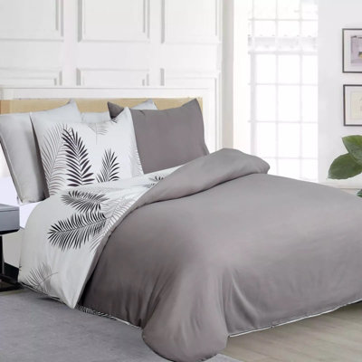 Reversible Printed Dover Cover 3-Piece Leaf Super Soft & Breathable Quilts Bedding Set Single Double King & Super King Sizes