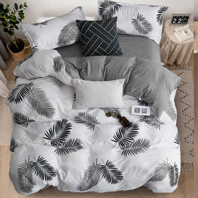 Reversible Printed Dover Cover 3-Piece Leaf Super Soft & Breathable Quilts Bedding Set Single Double King & Super King Sizes