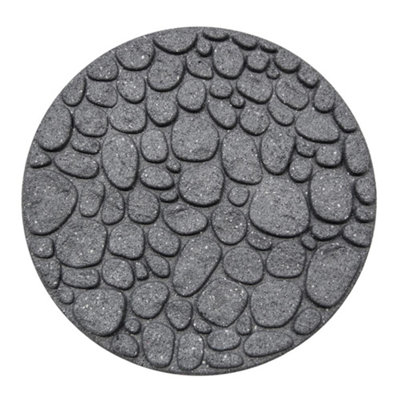 Reversible Stepping Stones Eco-Friendly River Rock Effect Ornamental Recycled Rubber for Garden, Path & Patio (x4)