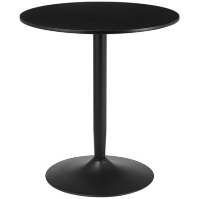 Reveva 70cm Black Minimal Round Dining Table for 2, MDF Top with Steel Base
