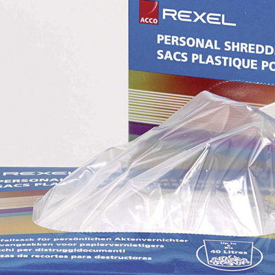 Rexel 100-Pack Plastic Waste Bags for Large Departmental Shredders 115 Litre