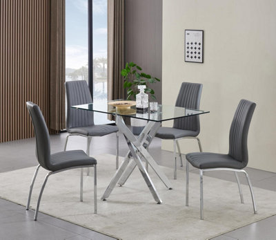 Rexel 4-seater 120cm Rectangular Clear Glass Dining Table And 4 Modalux ...