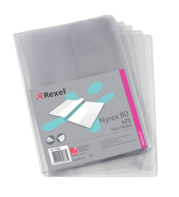 Rexel Nyrex Premium Twin A4 Document Folders, Glass Clear, 100mic, L ...