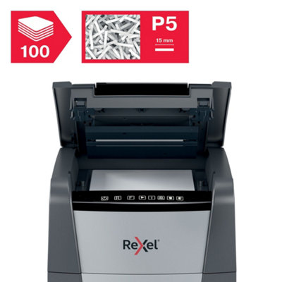 Rexel Optimum Auto Feed+ 100 Sheet Automatic Micro Cut Paper Office Shredder 34 Litre