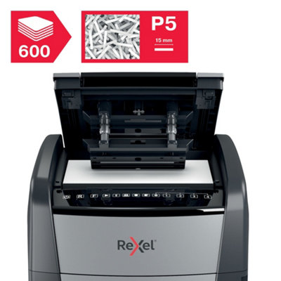 Rexel Optimum Auto Feed+ 600 Sheet Automatic Micro Cut Paper Shredder ...