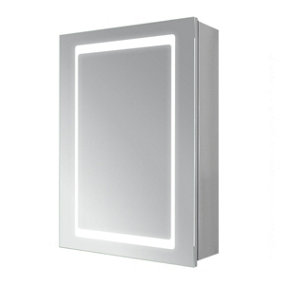 Rey LED Illuminated Single Mirrored Wall Cabinet with Demister (H)700mm (W)500mm