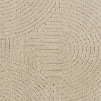 REYKO In- & Outdoor 3D High & Low Pile Textured Beige Area Rug 160 x 220 cm