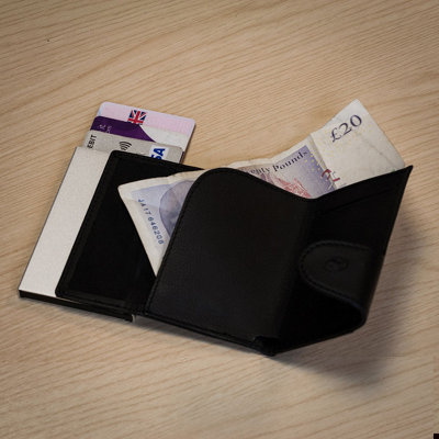 RFID Cardholder Wallet In Black Leather
