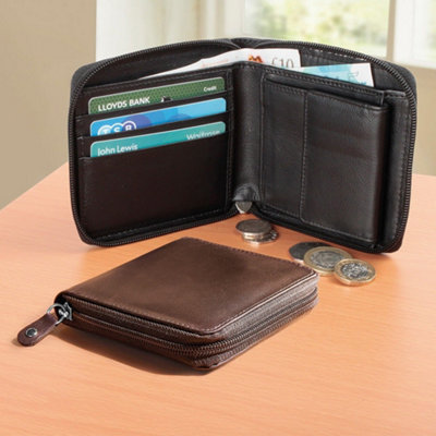 RFID Leather Zip Wallet with All Round Closure for Secure Card and ...