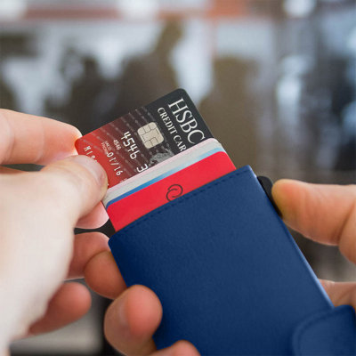 RFID Secure Cardholder Wallet Blue With Gift Box