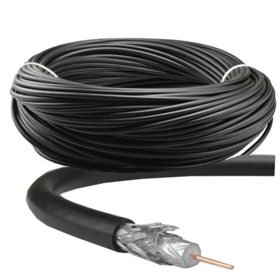 RG6 Satellite Digital TV Aerial Coax Cable Coaxial (Black, 100 Metres)